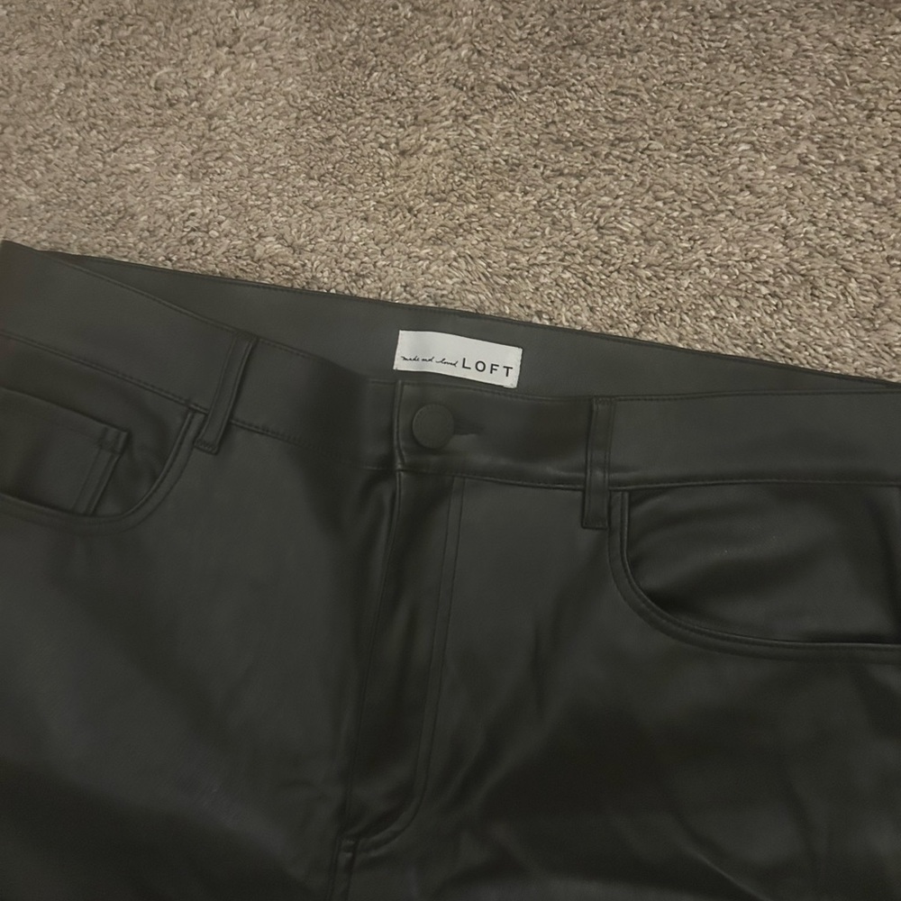 LOFT Dark Faux Leather Trousers